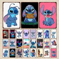 Vintage Lilo &amp; Stitch การ์ตูนโลหะภาพวาดเหล็กแผ่นโลหะป้ายดีบุกโปสเตอร์ Man Cave Bar Pub Club Home Wall Decor