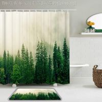 【CW】✙❉  Printed Shower Curtain Set Curtains Polyester Fabric   Non-slip Floor Rug