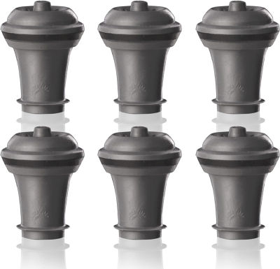 Vacu Vin Wine Saver Vacuum Stoppers - Set of 6 - Gray - for Wine Bottles - Keep Wine Fresh for Up to a Week with Airtight Seal - Compatible with Vacu Vin Wine Saver Pump Set of 6 Stoppers Set