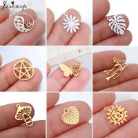 5Pcs/Lot Mini Stainless Steel Charms Fashion Metal Leaf Flower Butterfly Sun Pendants for Makings DIY Jewelry Handmade Craft Pendants