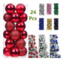 24Pcs Christmas Balls Ornaments 3-6cm Hanging Balls for Xmas Holiday Party Decortions