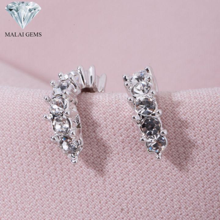 malai-gems-ต่างหูเพชร-เงินแท้-silver-925-เพชรสวิส-cz-เคลือบทองคำขาว-รุ่น-31000781แถมกล่อง-ต่างหูcz-ต่างหูเงินแท้