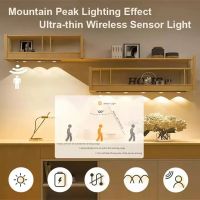 ภายใต้คณะรัฐมนตรีไฟ LED Motion Sensor USB ชาร์จลดแสง3สีไฟกลางคืนสำหรับตู้เสื้อผ้าตู้ครัวตู้เสื้อผ้าห้องนอน