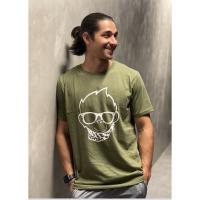 Simple round neck tee in MILITARY GREEN color