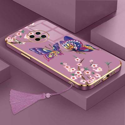 เคสสำหรับ Huawei Mate 30 4G Huawei Mate 30 5G Huawei Mate 30 Pro Huawei Mate 20 Huawei Mate 20 Huawei Mate 20X ผีเสื้อสวยงามหรูหราพร้อมกล้องดอกไม้เคสโทรศัพท์ขอบชุบฝาครอบซิลิโคนนิ่มพร้อมฟรีสายคล้อง