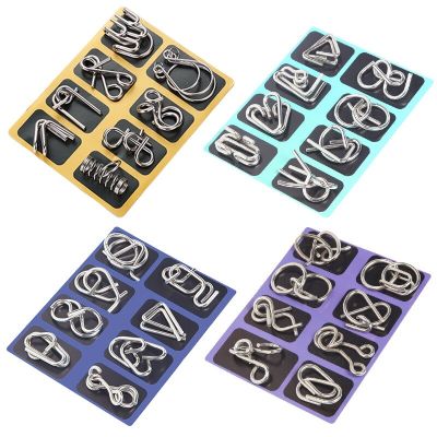 8 Sets/Pack Metal Crafts Chinese Ring Puzzles Classic IQ Brain Teaser Magic Baffling Puzzles Game Toys for Children Adults