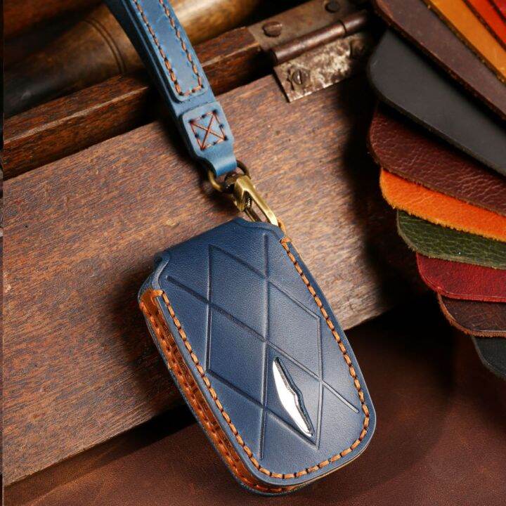 for-genesis-gv60-gv90-car-key-case-cover-shell-car-remote-key-handmade-top-layer-leather-accessories