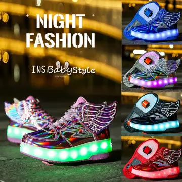 Led Light Up Roller Chaussures Double Roue Usb Rechargeable