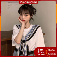 Ruidiandian เสื้อยืดผ้าคอตตอนสไตล์เกาหลีแขนสั้นของผู้หญิง,เสื้อ M-2XL