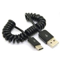 Kabel Pegas Melingkar USB Type-c untuk Samsung Galaxy S10 S9 S8 Plus Pengisian Daya Cepat USB-C Kabel Pengisi Daya Ekstensi Dapat Ditarik