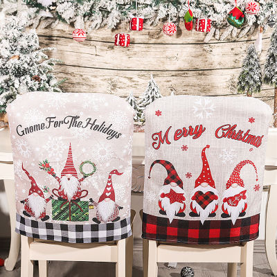 [Easybuy88] ที่คลุมเก้าอี้ซานตาคลอส,ผ้าคลุมเก้าอี้อุปกรณ์ตกแต่งห้องครัวลายคริสต์มาส