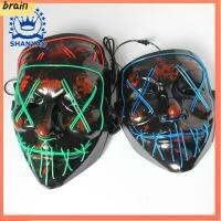 BRAIN พลาสติกทำจากพลาสติก ฮาโลวีน 10สี หน้าผี ไฟ LED ที่กลัวกลัว เสียงกรีดร้อง grimace ฮาโลวีน