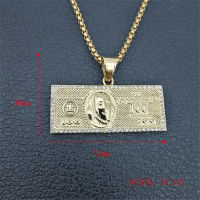 Hip Hop Iced Out Rhinestones $100 Dollar Money Coin Necklaces Pendants Male Gold Color Stainless Steel Chains For Men Jewelry