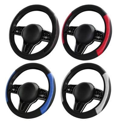 Elastic Stretch Steering Wheel Cover Non-Slip Microfiber Leather Cover Full Surround Protection and Durable Leather Cover for Steering Wheel with a Diameter of 14.5-15 inches elegant