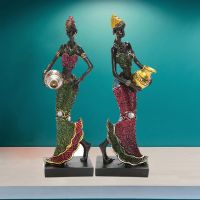 African Dancing Women Miniatures Figures Tribal Lady Statue Sculpture Collectible Art Home Decoration For Office TV Cabinet