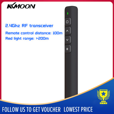 KKMOON 2.4GHz ผู้นำเสนอไร้สายระยะไกลการนำเสนอปากกาไฟฉายสีแดงคลิกเกอร์ไร้สายพรีเซนเตอร์พร้อมตัวรับสัญญาณ USB รีโมทบลูธูท