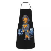 Funny Dachshund Bodybuilding Bib Apron Adult Women Men Chef Tablier Cuisine for Kitchen Cooking Gym Lover Sausage Dog Gardening Aprons