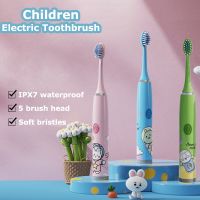 Child Teethbrush Ultrasonic Soft Bristles Cartoon Pattern Replacement Brush Heads Sonic Cleaning Toothbrush Household Ipx7