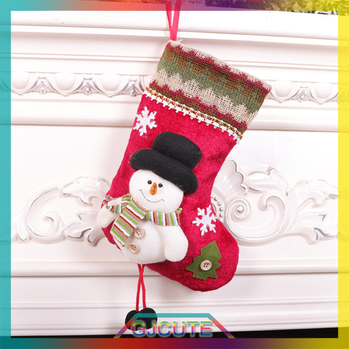 gjcute-คริสต์มาสเครื่องประดับตกแต่ง-candy-gift-bag-ถักถุงเท้าต้นคริสต์มาสจี้ตกแต่ง