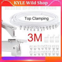 KYLE Wild Shop 3M Curved Curtain Track Rail Top Clamping Flexible Ceiling Mounted Straight Windows Balcony Curtain Pole Accessories