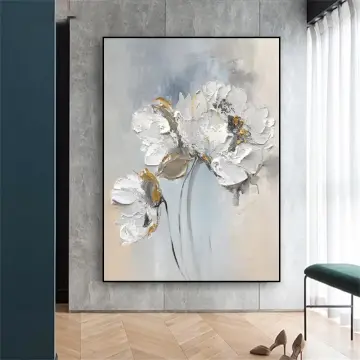 Abstract Flowers Watercolors Print Wall Art on Wood Stretched Canvas with  Frame for Vintage Home Decor
