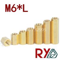 10ชิ้น/ล็อต M6 * L ทองเหลือง Standoff Spacer หญิงหญิงทองเหลือง Threaded Spacer Spacer