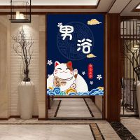 Bathroom door curtain customized bathhouse toilet bathing area partition mens soup and womens soup thickened without punching fabric hanging curtain