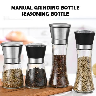 1 pcs glass Mill Pepper/Salt/Spice Grinder with stainless steel core Kitchen Supplies Spices Glass Storage Container pepper mill Kitchen Gadgets Tools