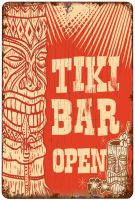 UJM Tiki Bar Metal Signs Vintage Hawaii Wall Decor for Home Kitchen Bar Patio Room Garage Retro Tin Poster Plaque 12"x8" Inch