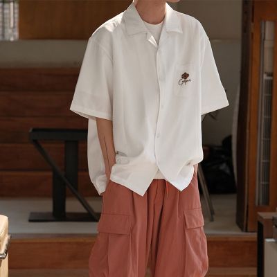 MAEL เสื้อเชิ้ตผู้ชายสไตล์ผ้าฝ้ายฤดูร้อนวรรณกรรมเกาหลีเสื้อวรรณกรรม