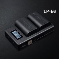 จอแอลซีดี USB คู่ที่ชาร์จแบตเตอรี่ LP-E6 LP LPE6 E6ชุดแบตเตอรี่กล้อง Canon 5D Mark II III 7D 60D EOS 6D 70D 80D