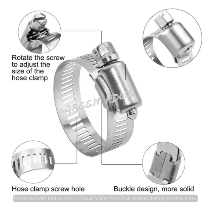 1PCS Adjustable Hose Clamp Silvertone Garden Hose Clamp (1/2, 5/8, 3/4 ...
