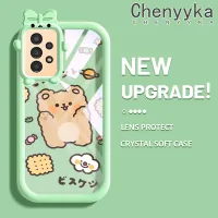 Chenyyka A13ปลอกสำหรับ Samsung 5G เคส A04s ลายการ์ตูนหมีคุกกี้ขนมมอนสเตอร์น้อยมีโบว์เคสนิ่มกันกระแทกเคสโทรศัพท์โปร่งใสทนทานต่อการขีดข่วนเคสเลนส์กล้องถ่ายรูปซิลิกาเจล TPU