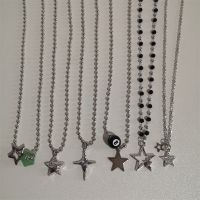 ❐ﺴ Korean Fashion Chains Star Pendant Necklaces Punk Aesthetic Jewelry Boho Necklace for Women Goth Jewelry Y2K Grunge Rock