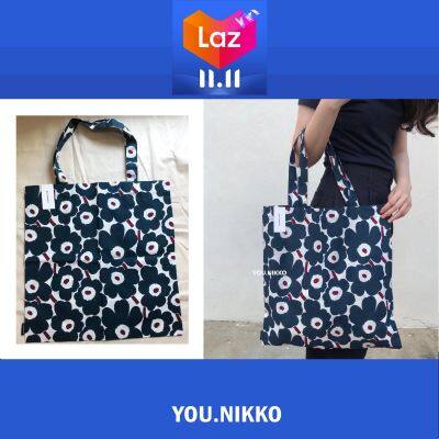 กระเป๋าผ้า Marimekko  tote bag ดอกสีเขียวเล็ก ของแท้ 100% มีป้ายแท็ก YOU.NIKKO