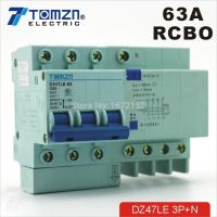 DZ47LE 3P+N 63A 400V~ 50HZ/60HZ Residual current Circuit breaker with over current and Leakage protection RCBO Electrical Circuitry Parts