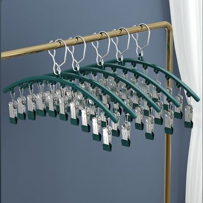 Sock Hanger Laundry 10 Clips Hook Stainless Steel Metal PVC Waterproof Drying Rack Space Saving Gloves Underwear pegs Hanger