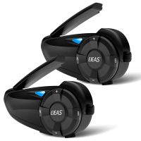 EJEAS Q7 Motorcycle Intercom Helmet Headset with Remote Waterproof Wireless Bluetooth Moto Interphone for 2 Riders Megaphones