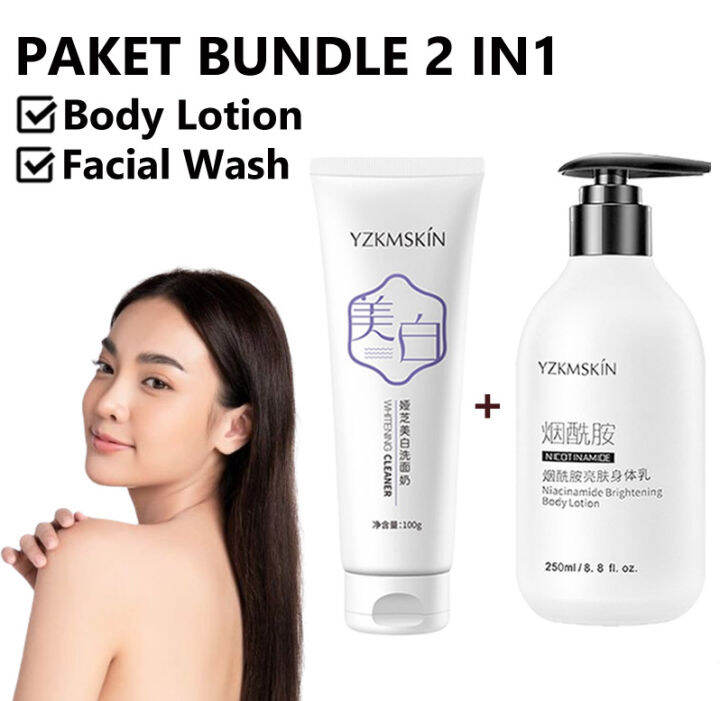 [PAKET BUNDLE] YZKMSKIN Body Lotion Korea Niacinamide & Sabun Pencuci