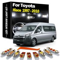 หลอดไฟตกแต่งภายใน LED ชุดคิทสำหรับรถโตโยต้า Hiace รถบรรทุก Hiace 1997-2007 2008 2009 2010แผนที่รถ2011ไม่มีข้อผิดพลาดการอ่านรูปทรงกลม Canbus