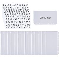 15Pcs Binder Pockets A6 Size 6 Holes Zipper Binder Folders PVC Loose Leaf Bags and 6 Sheets Letter Sticker Labels