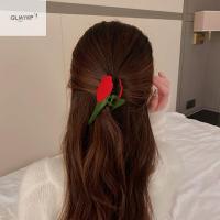 QLMYKP สง่างาม หญิงสาว ฤดูใบไม้ร่วงฤดูหนาว คลิปฉลาม สไตล์เกาหลี หวาน Flannel Tulip Hair Claws ผ้าโพกศีรษะ กิ๊บติดผมดอกไม้สำหรับผู้หญิง กิ๊บติดผมปู