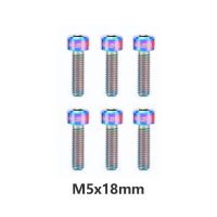 6ชิ้น M5x16/18Mm ไทเทเนียมสลักเกลียวก้านจักรยานสำหรับซ่อมถนนจักรยานเสือภูเขาสีรุ้งสีดำทอง