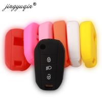 jingyuqin Skin 3 Button Silicone Rubber Car Key Case for Peugeot 3008 208 308 508 408 2008 RCZ Citroen Protector Cover Holder