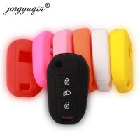 SHJGKFD jingyuqin Skin 3 Button Silicone Rubber Car Key Case for Peugeot 3008 208 308 508 408 2008 RCZ Citroen Protector Cover Holder