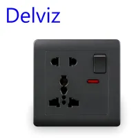 Delviz แผงซ็อกเก็ตสากลเต้าเสียบ13A UK Stard 5รูสีขาว/เทาฝังผนัง AC 110 250V เต้าเสียบไฟควบคุมสวิตช์