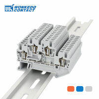 10Pcs STTB2.5 DIN Rail Spring Terminal 2ระดับคู่2.5 Mm² สายไฟฟ้า Connector Feed-Through Terminal Block STTB 2.5