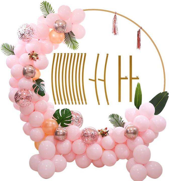 Gold Metal Balloon Arch Kit Reusable Balloon Flower Ring Stand Circle 6
