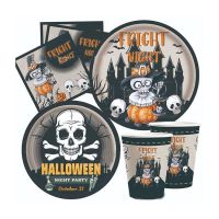 Halloween decoration Halloween tableware disposable paper plate set Halloween party scene dining table plate paper cup paper plate decoration