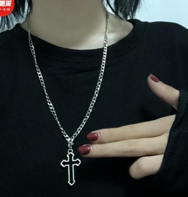 vintage-cross-necklace-man-chain-drill-pendant-red-jewel-antique-silver-goth-punk-jewelry-fashion-summer-charm-trendy-women-gift